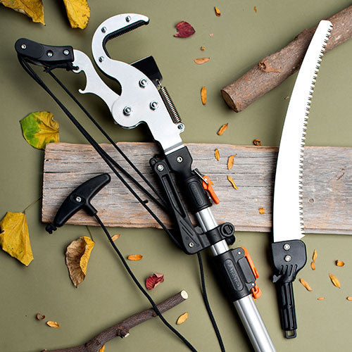 Extendable Jumbo Pole Saw and Pruner with Snap-Lock