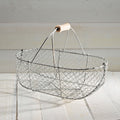 Medium Woven Galvanized Steel Basket with Beech Handles