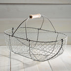 Medium Woven Galvanized Steel Basket with Beech Handles