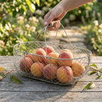 Medium Woven Galvanized Steel Basket with Beech Handles