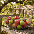 Large Woven Galvanized Steel Basket with Beech Handles