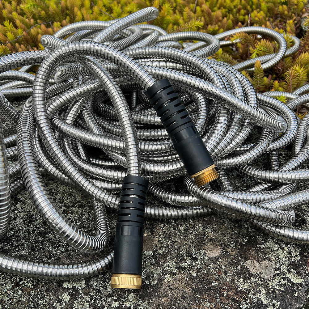 100 ft Stainless Steel Garden Hose with PVC Liner