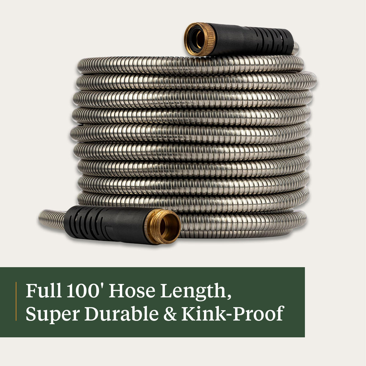 100 ft Stainless Steel Garden Hose with PVC Liner