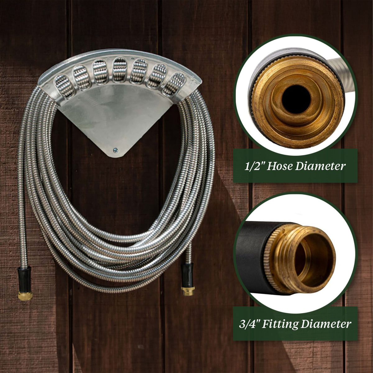 100 ft Stainless Steel Garden Hose with PVC Liner