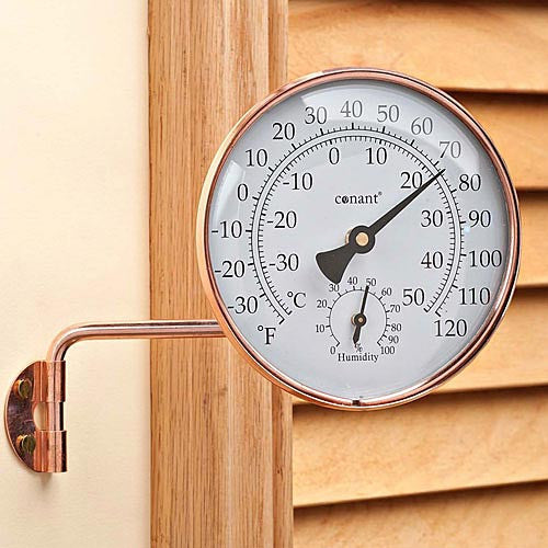 Outdoor Combination Thermometer and Hygrometer with Bracket