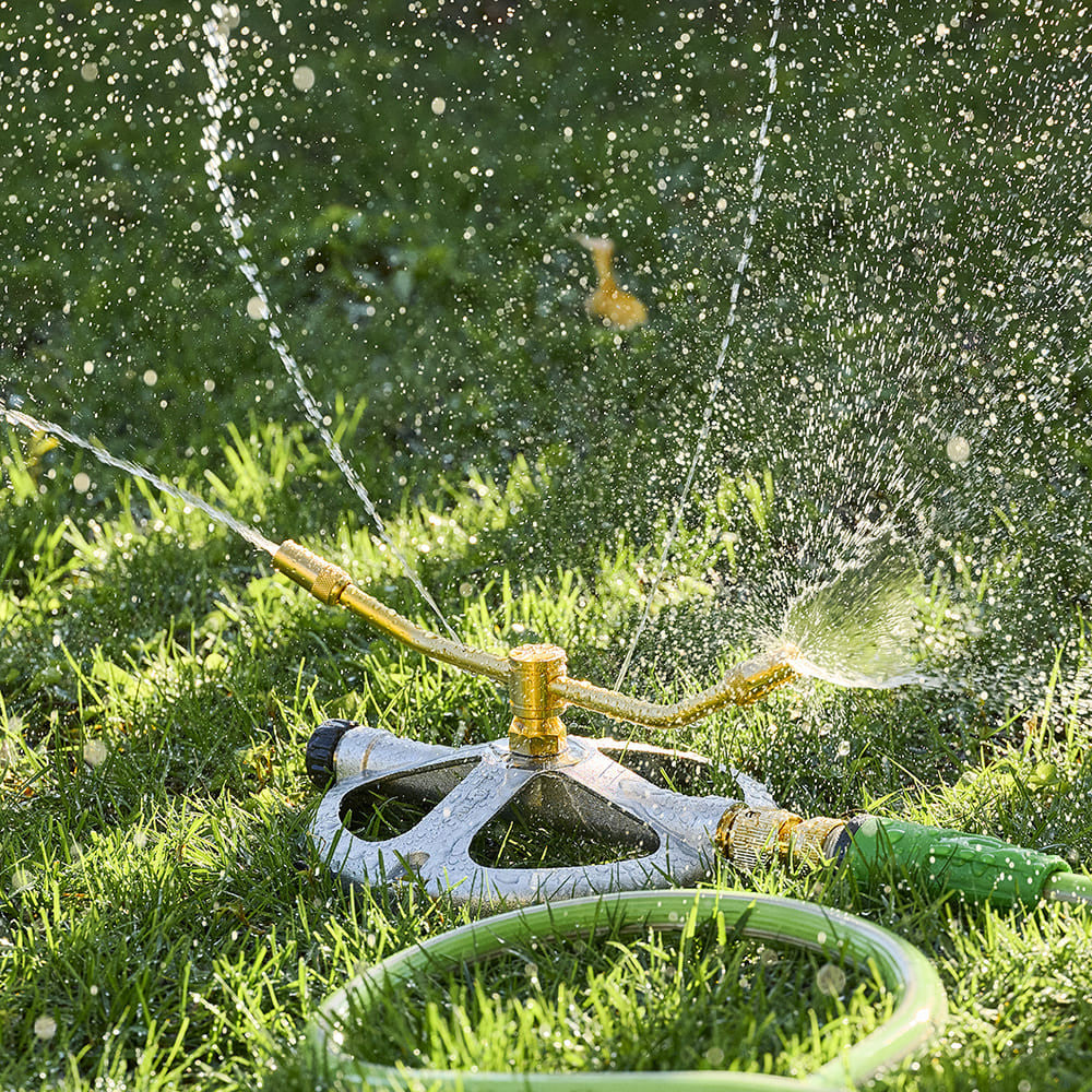 French Steel & Brass Rotating Garden Sprinkler
