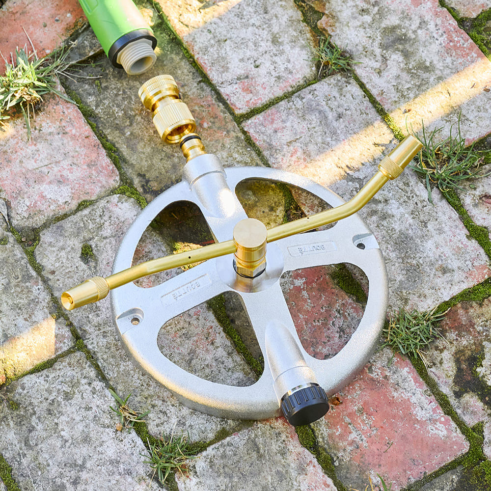 French Steel & Brass Rotating Garden Sprinkler