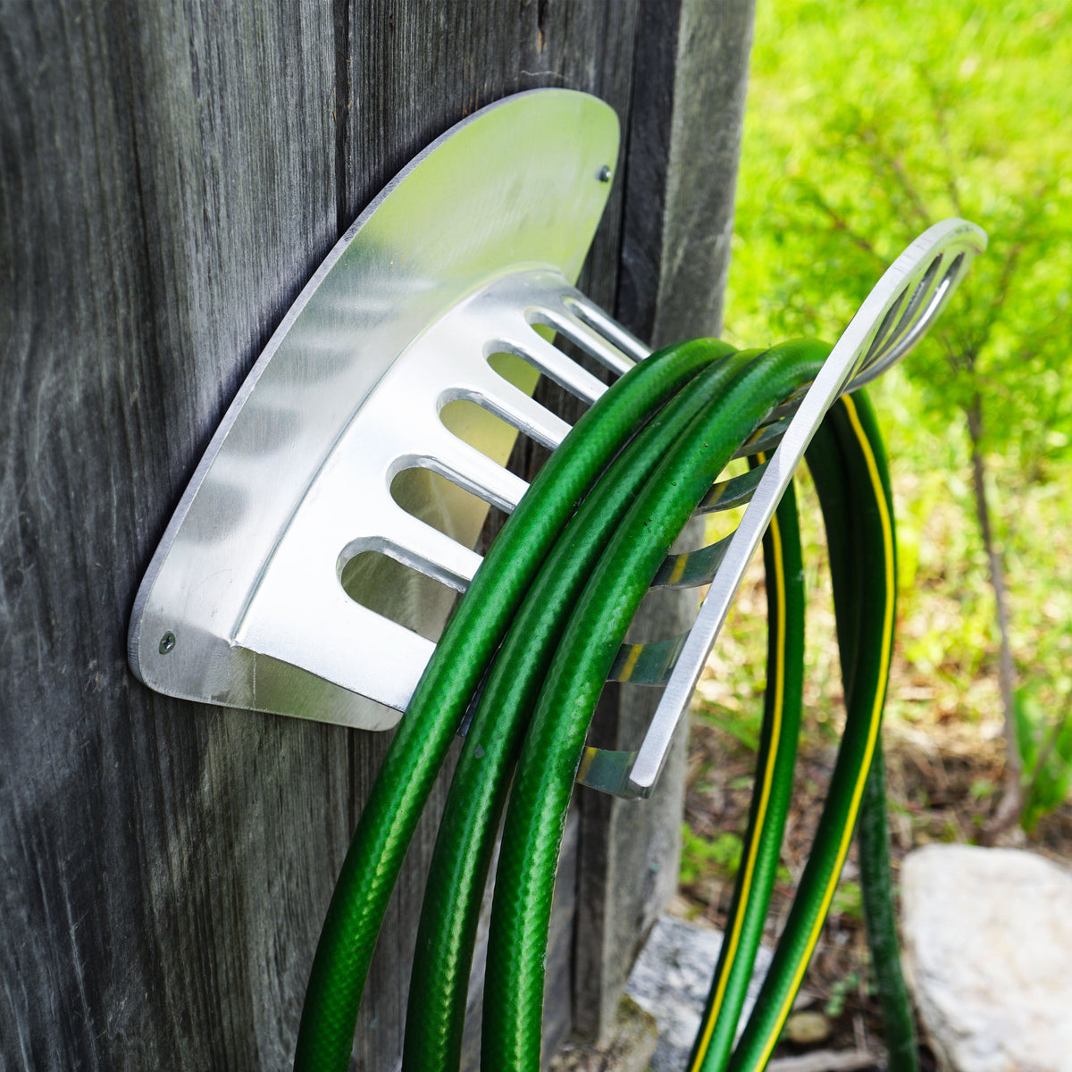 16 Wide Cast Aluminum Garden Hose Storage Wall Rack
