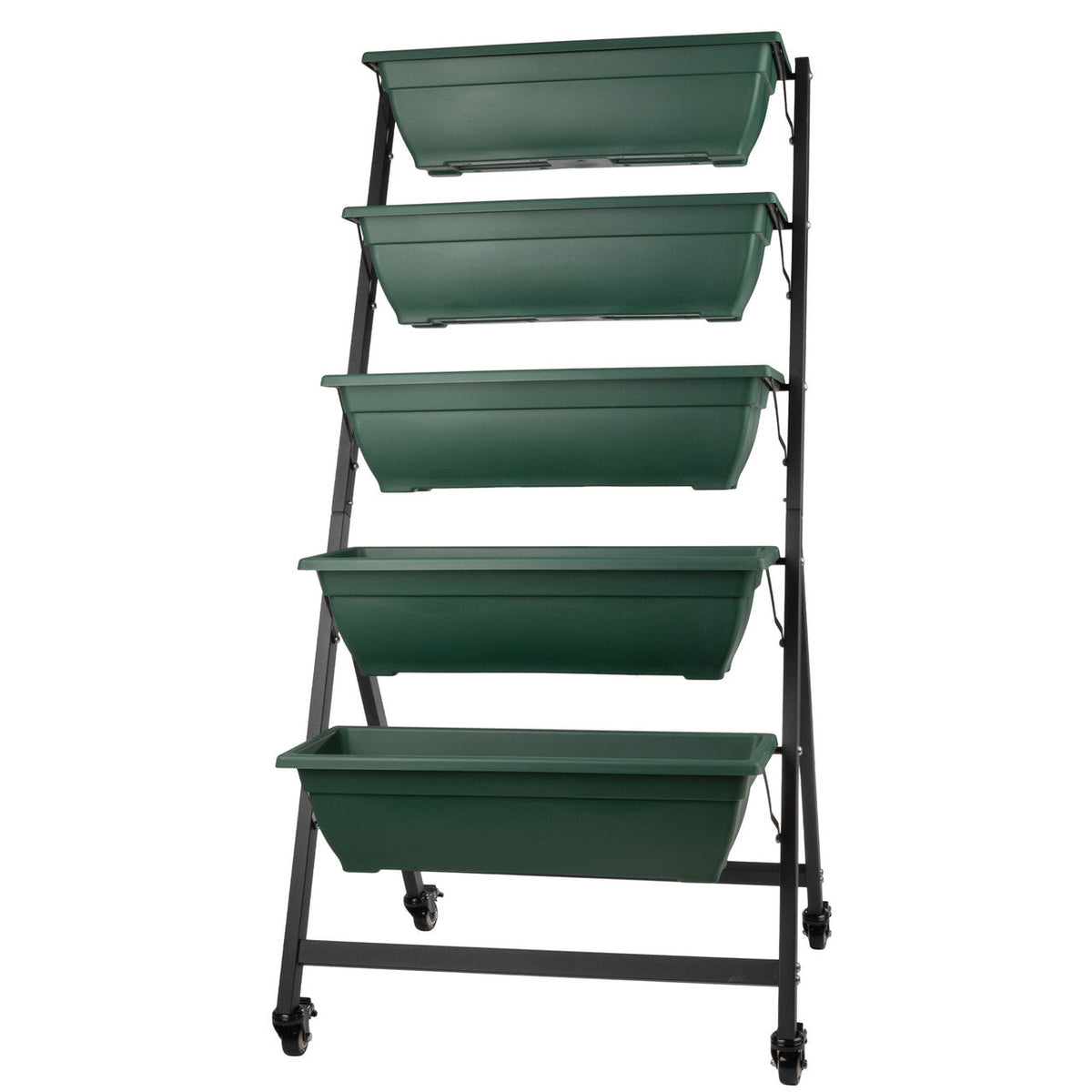 5-Tier Vertical Planter with Wheels - Hunter Green