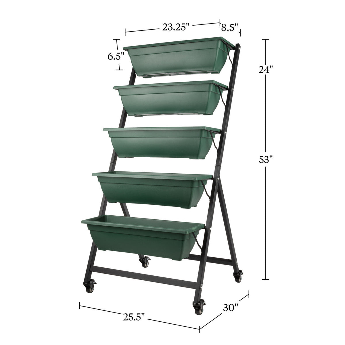 5-Tier Vertical Planter with Wheels - Hunter Green