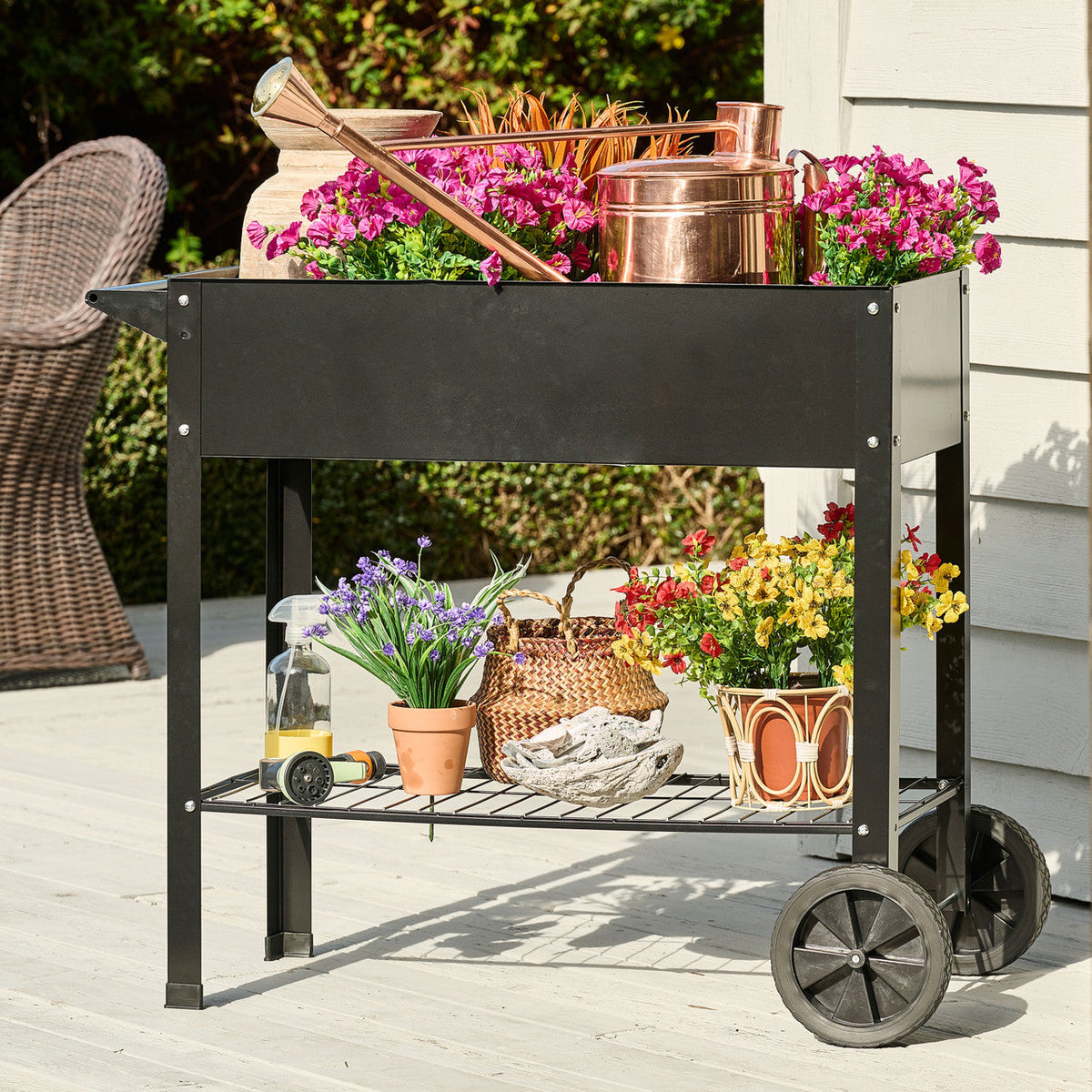 Metal Raised Garden Bed with Wheels