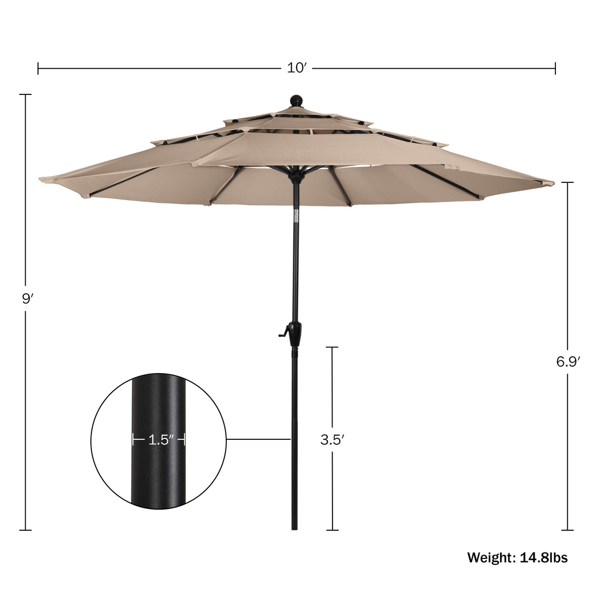 Triple Layer Patio Umbrella - Beige