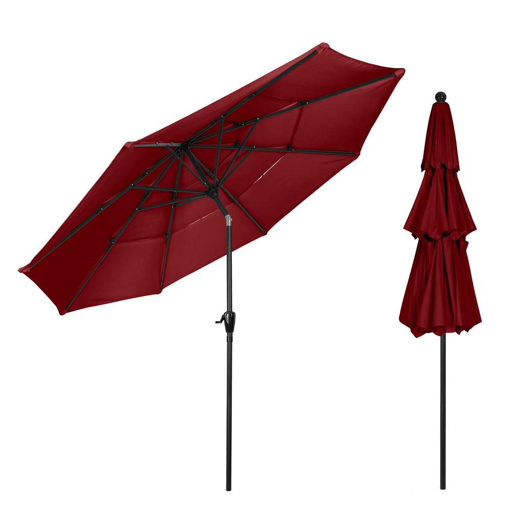 Triple Layer Patio Umbrella - Red
