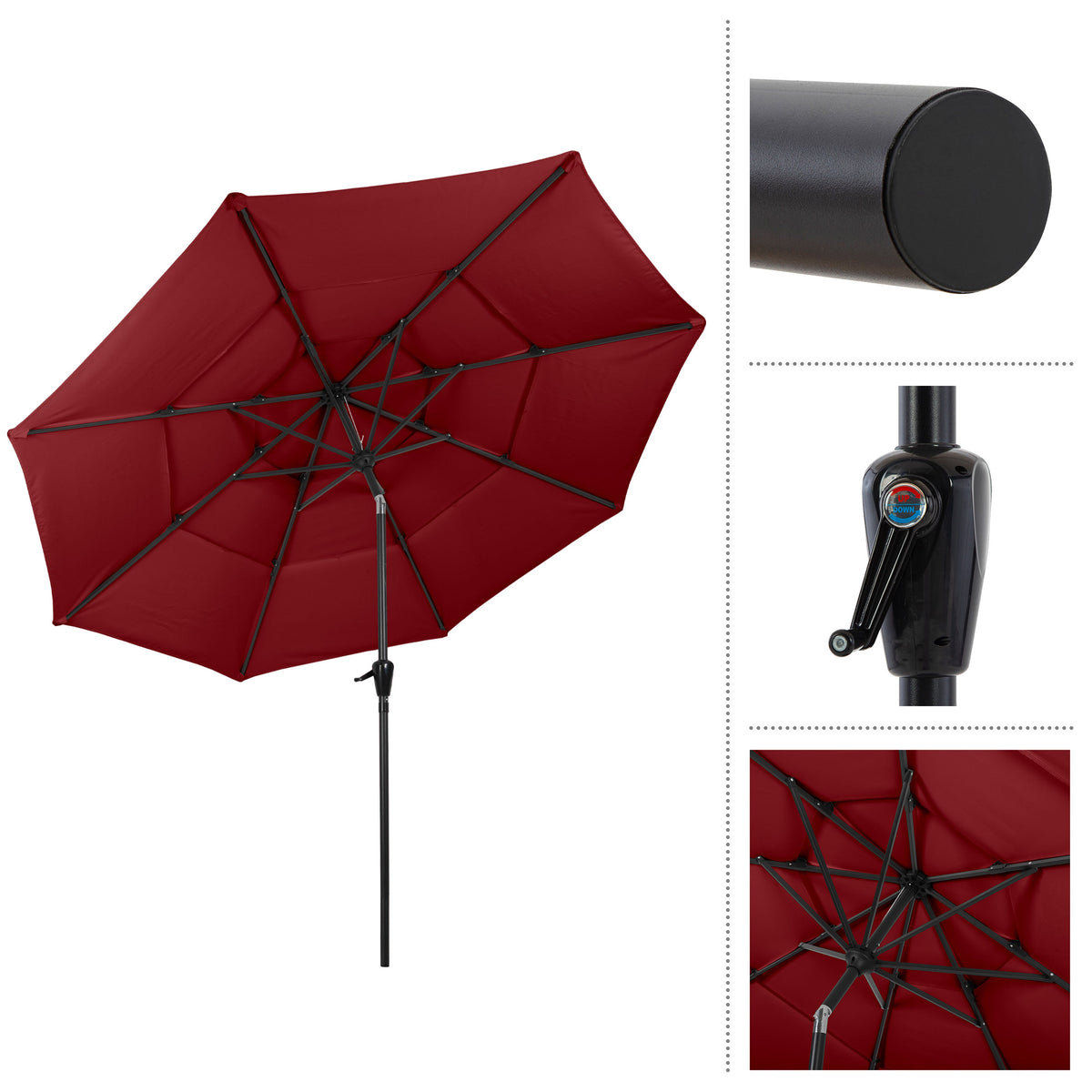 Triple Layer Patio Umbrella - Red
