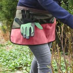 Pink Waist-Level Gardening Apron with Suede Front