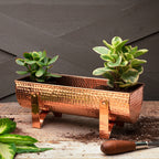 Small Solid Copper Window Planter with Hammered Finish