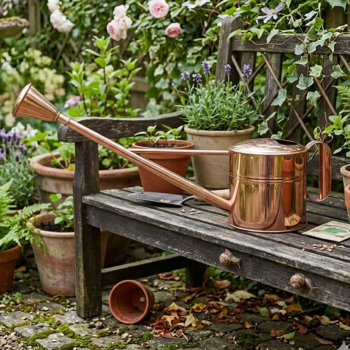 Solid Copper 3qt Watering Can with Removable Rose