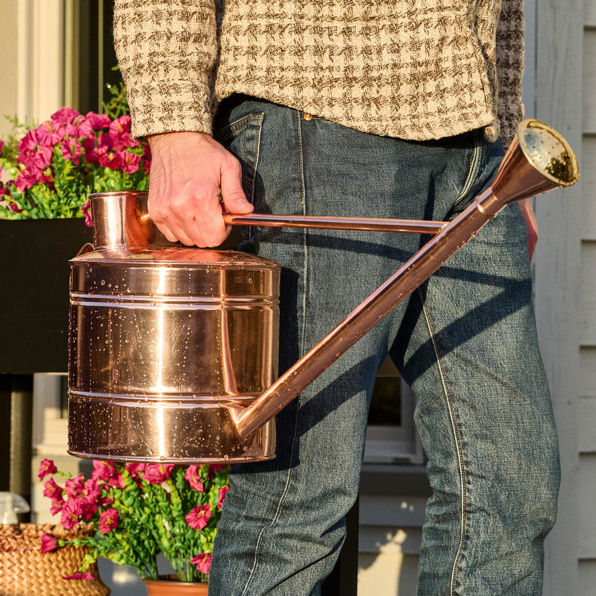 Solid Copper 2.5 Gallon Water Can with Removable Rose