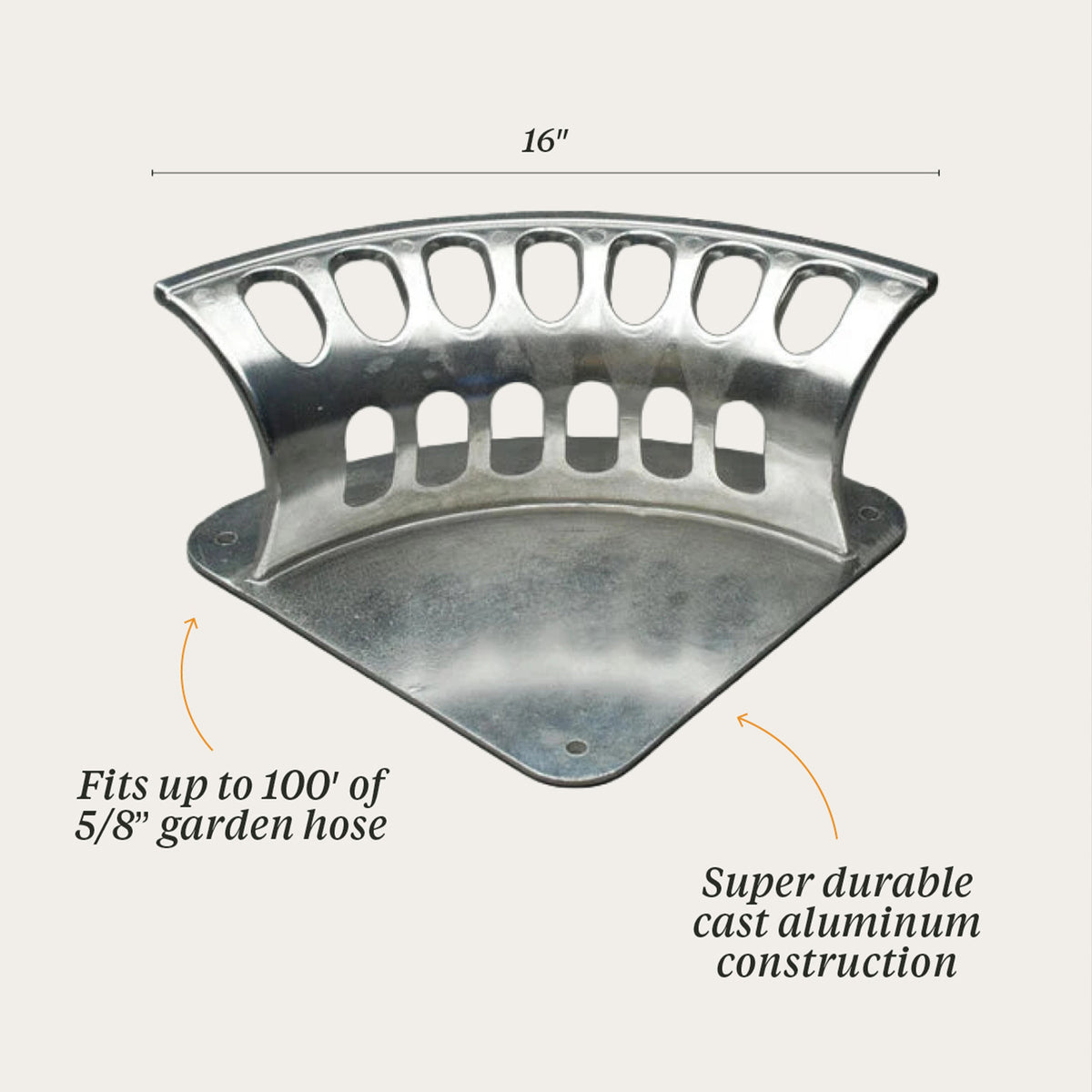 16 Wide Cast Aluminum Garden Hose Storage Wall Rack