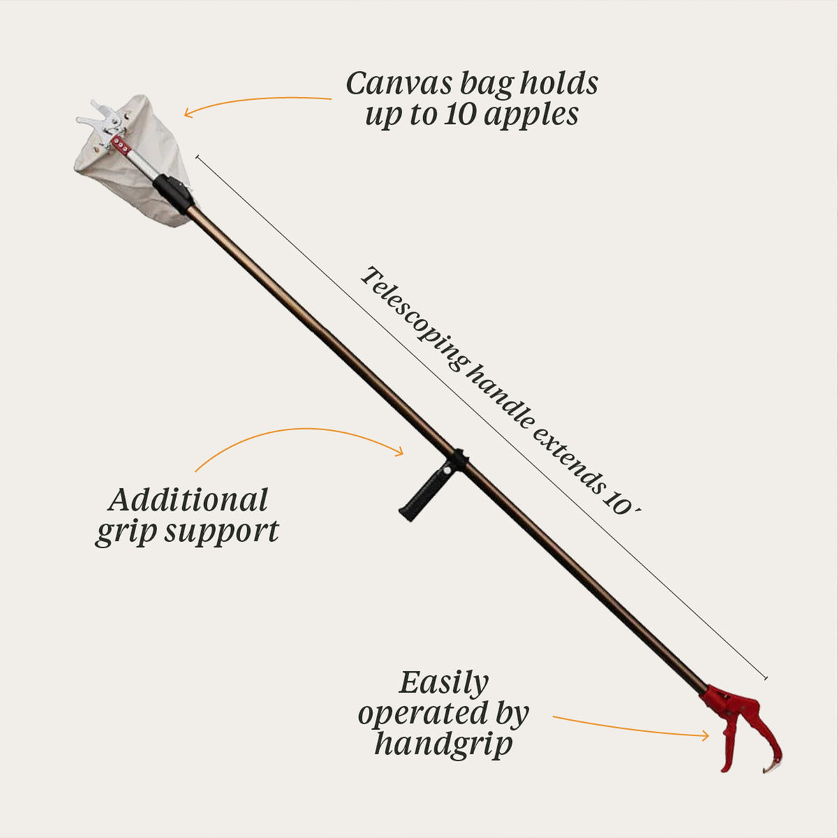 Telescopic Fruit Picker with Cutter and Bag