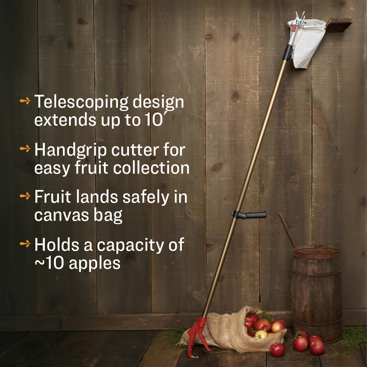 Telescopic Fruit Picker with Cutter and Bag
