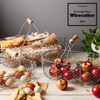 Medium Woven Galvanized Steel Basket with Beech Handles